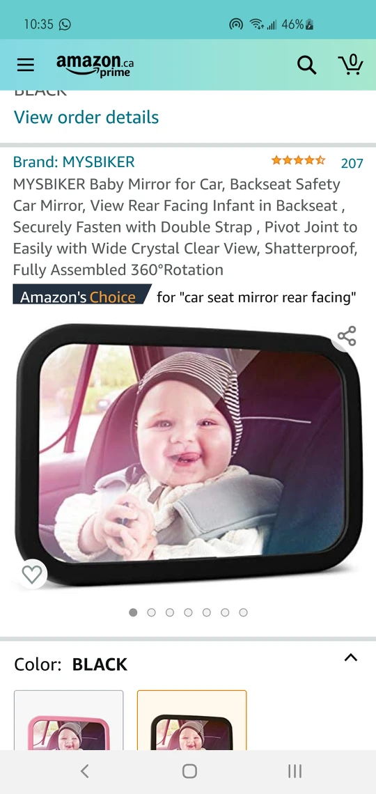 Baby mirror for car