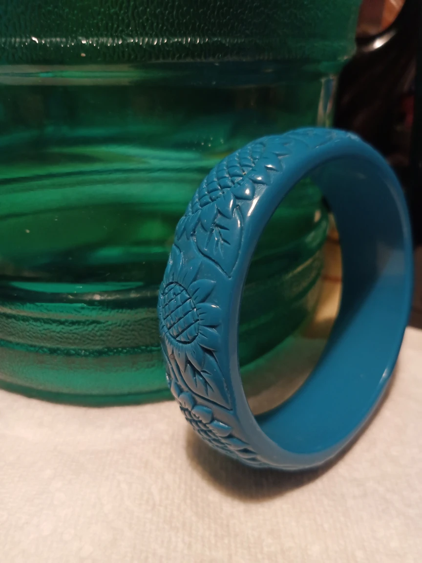 Blue  Carved plastic Bangle thumbnail