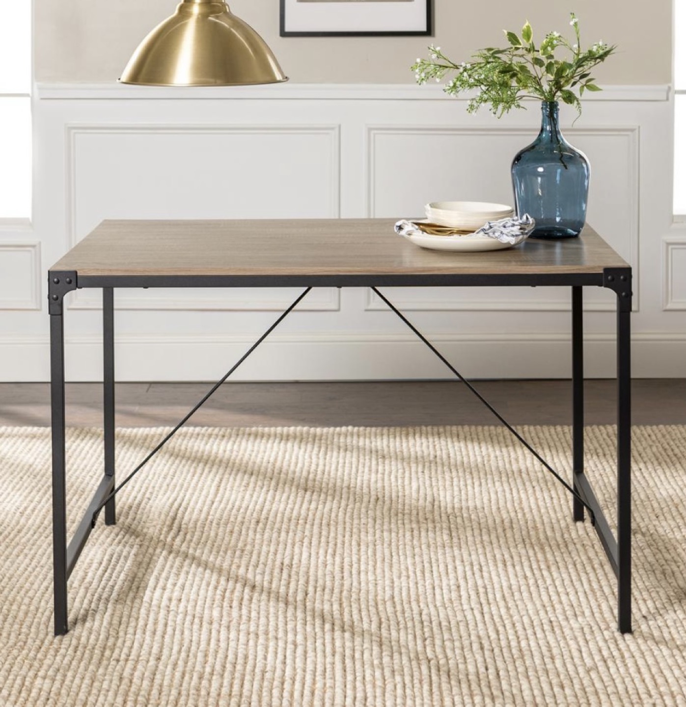 48" Industrial Angle Iron Wood Dining Table/ desk - Driftwood  - photo 2