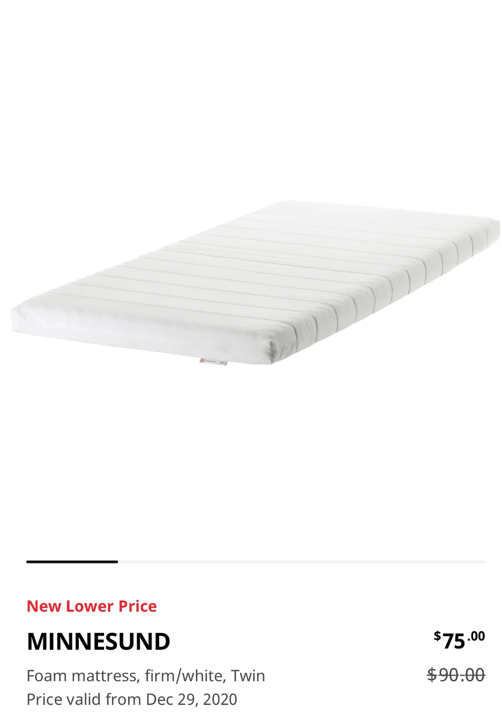 Twin mattress from Ikea