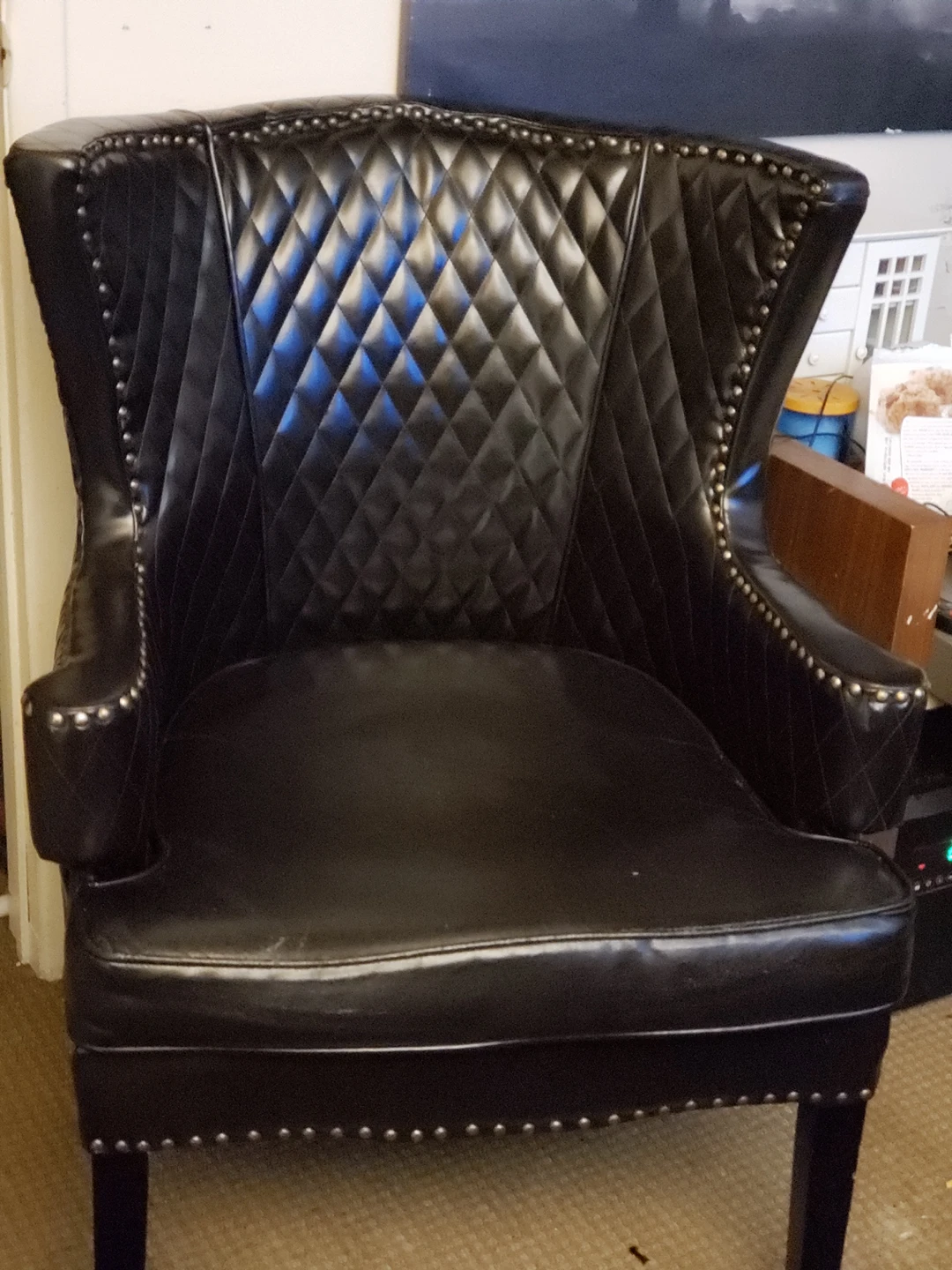 Leather accent chair, quilted backrest - photo 2