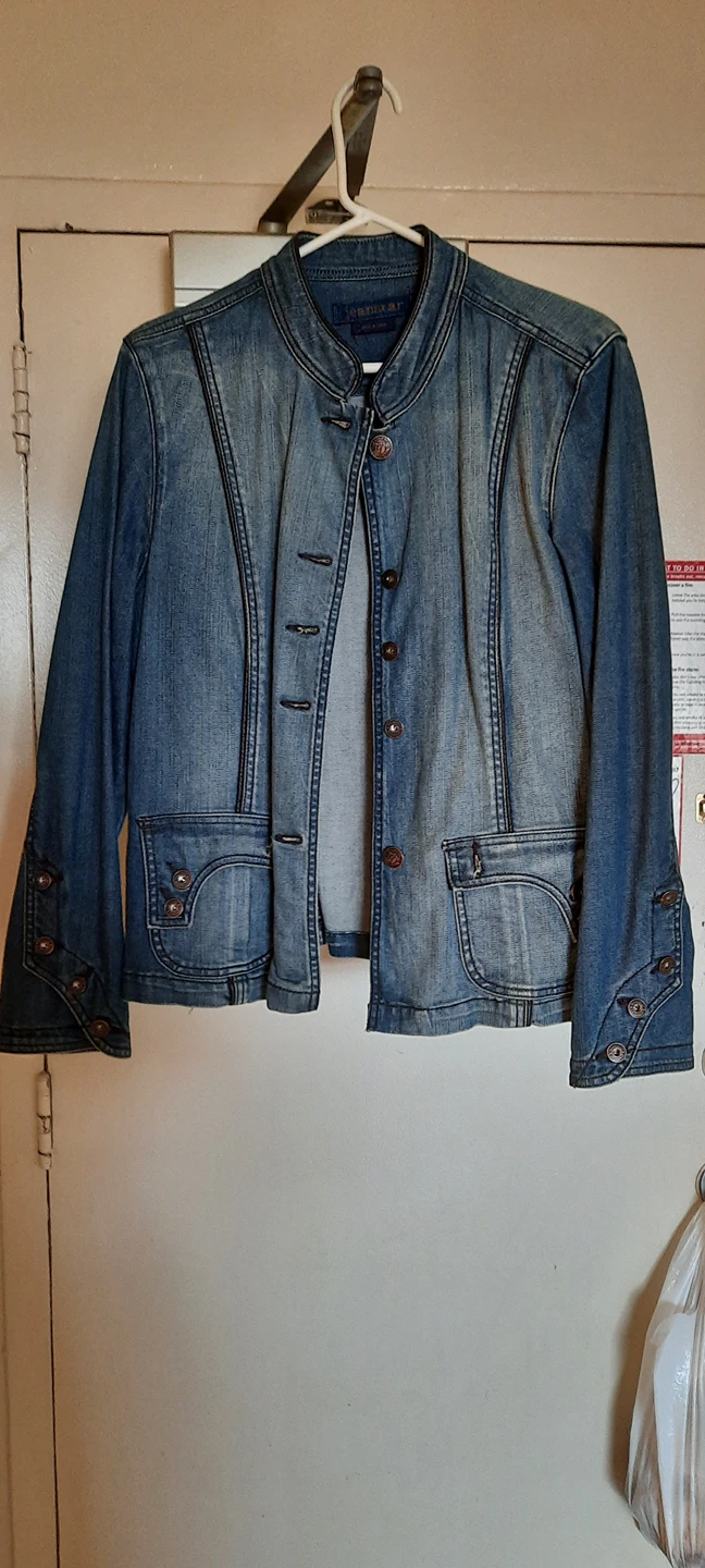 Denim Jacket with Leather Piping - photo 2