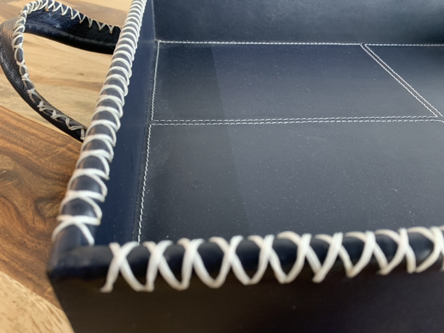 Blue Tray from genuine leather - photo 2