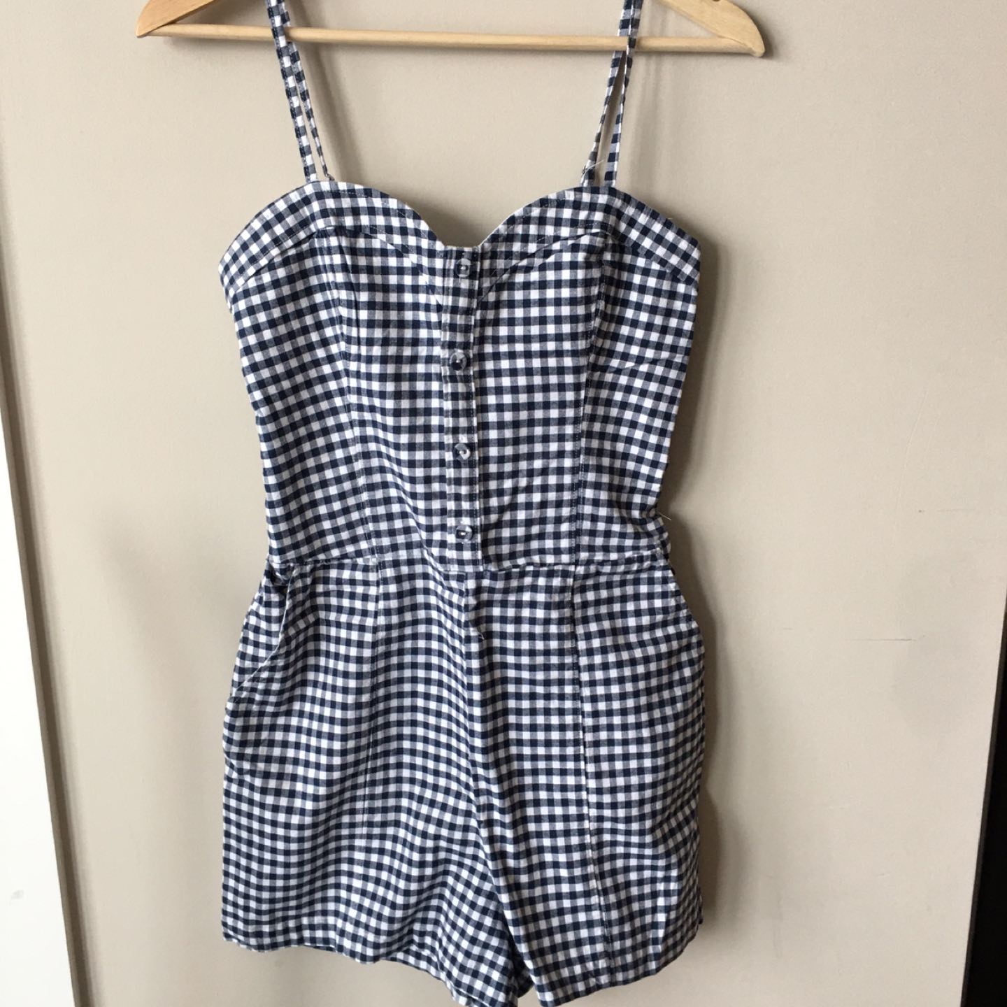 Abercrombie & Fitch Plaid Button-Front Romper thumbnail