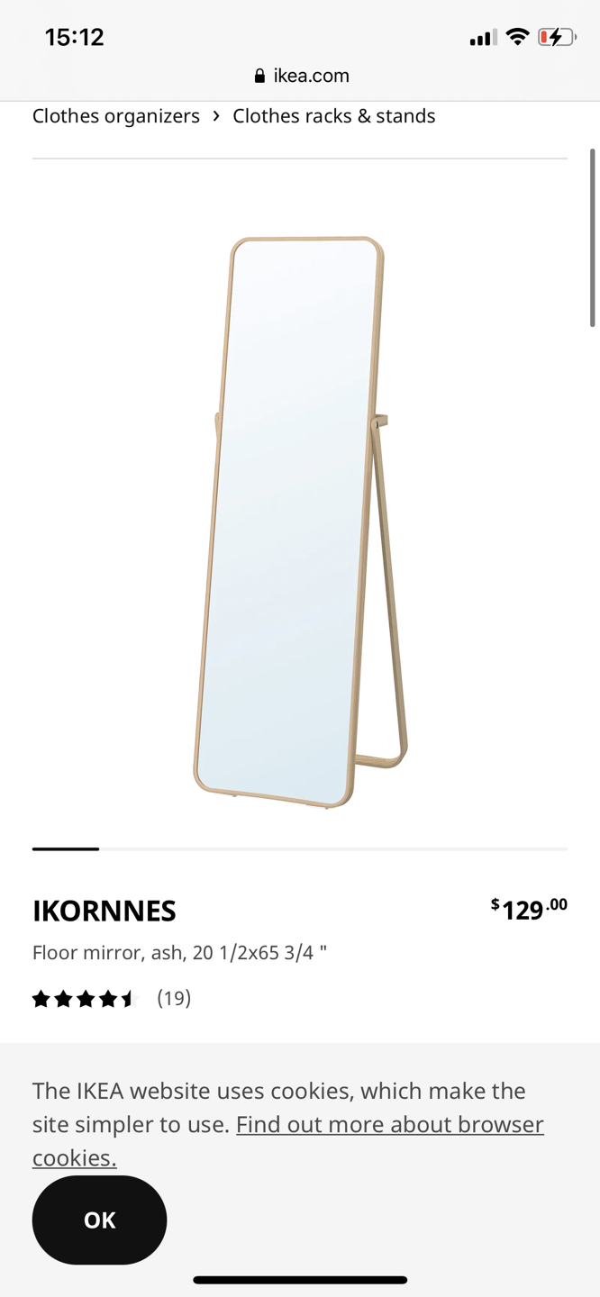 Ikea Ikornnes Floor Mirror 66 x 20 x 20 inches