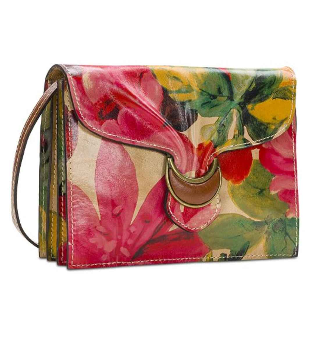 Italian leather floral crossbody thumbnail