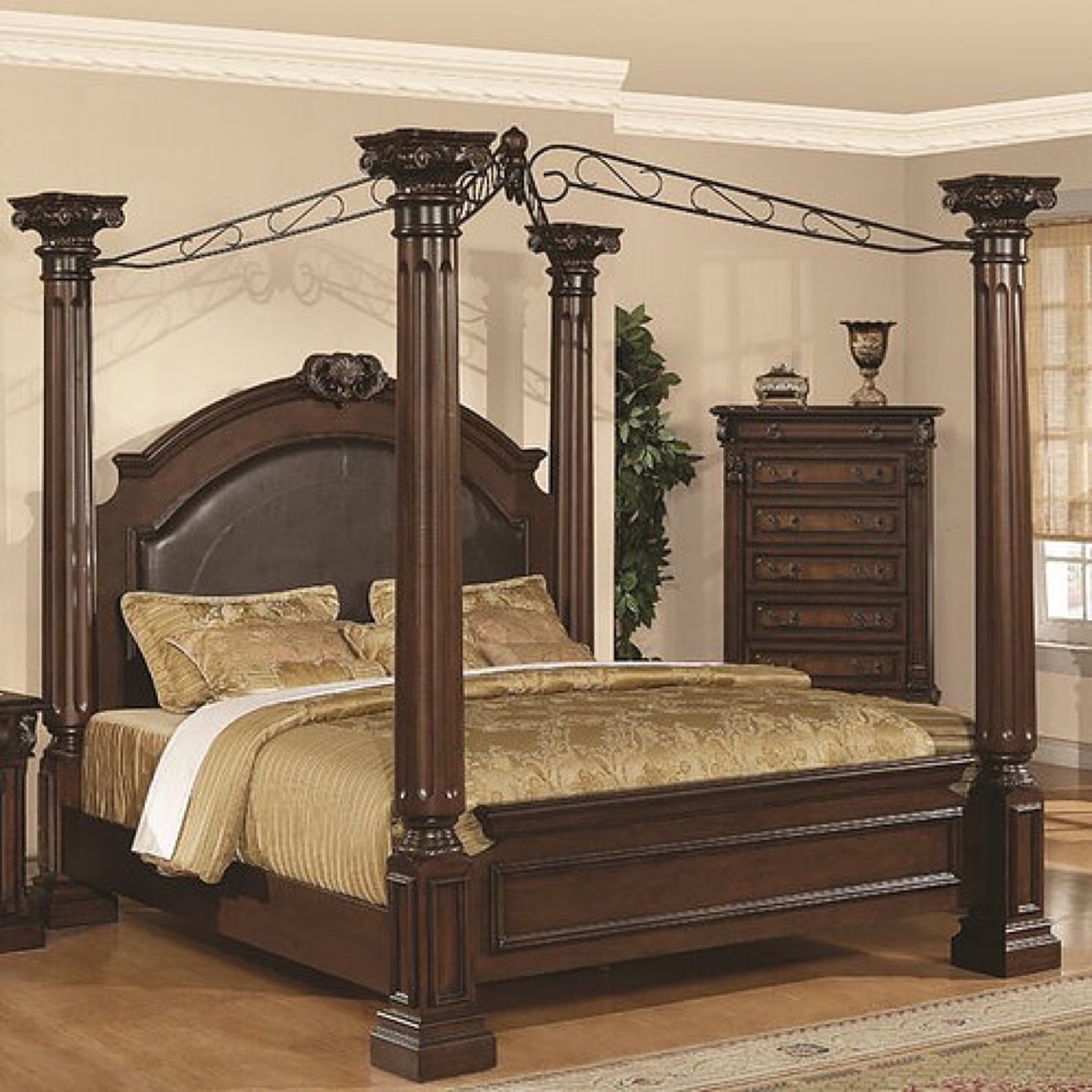 Solid Mahogany Queen canopy bed frame