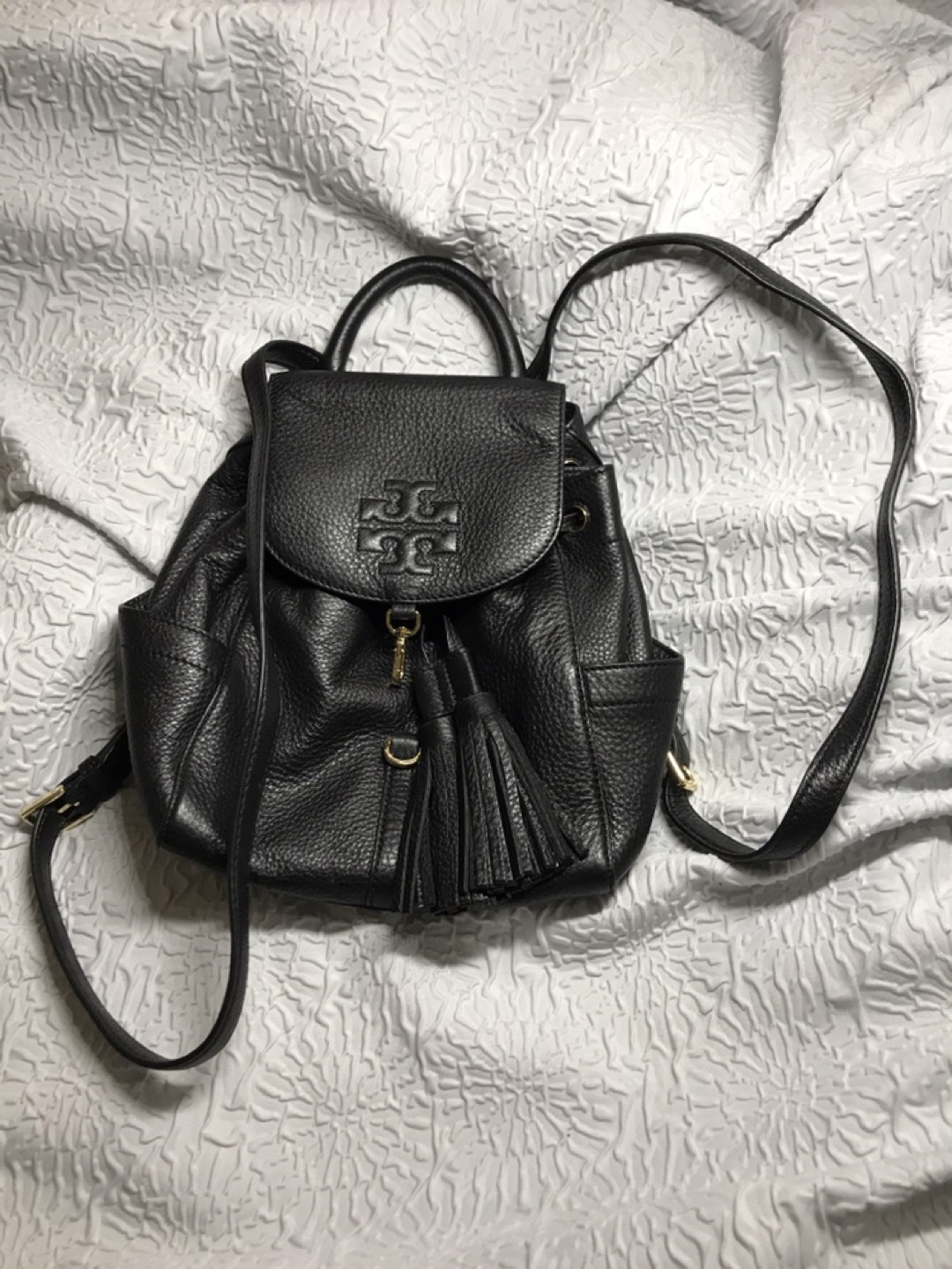 Tory Burch Theia Mini Backpack, Leather, Black, New With No Tags - photo 2