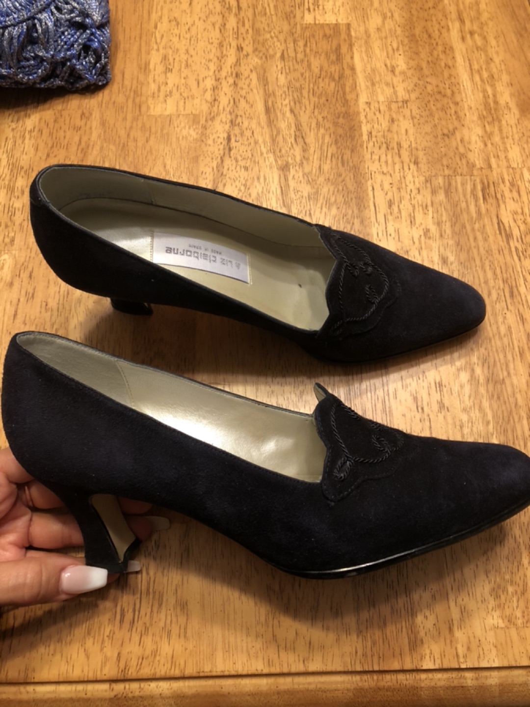 Ladies navy suede heels - photo 2