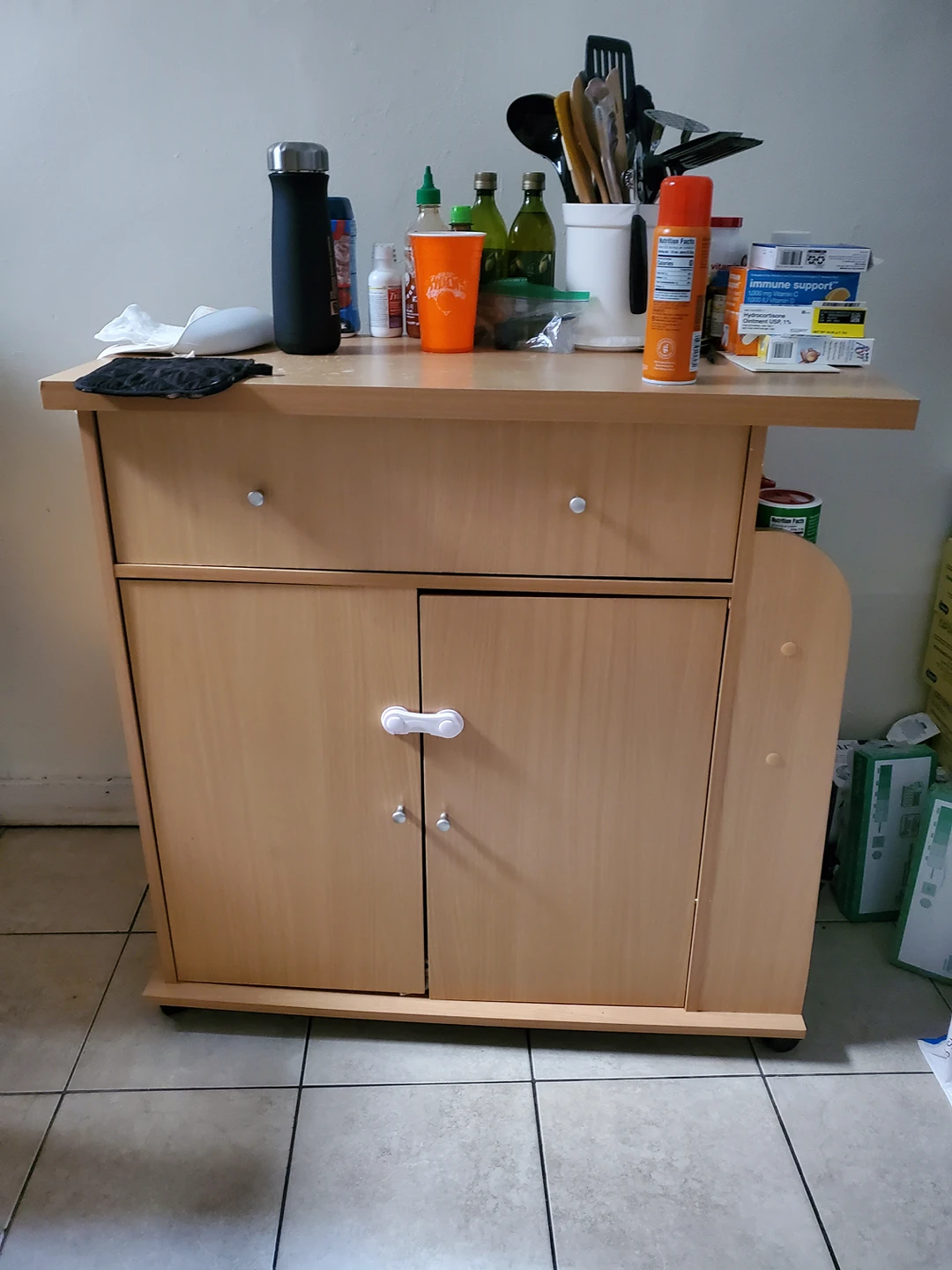 Kitchen Cart with Spice Rack