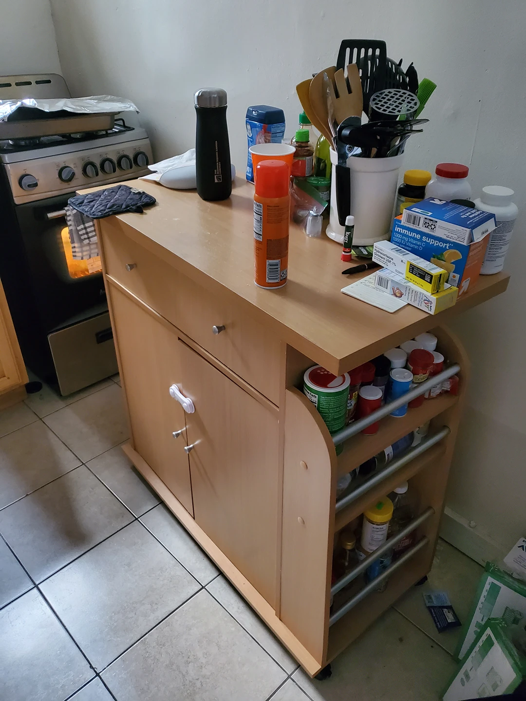 Kitchen Cart with Spice Rack - photo 2