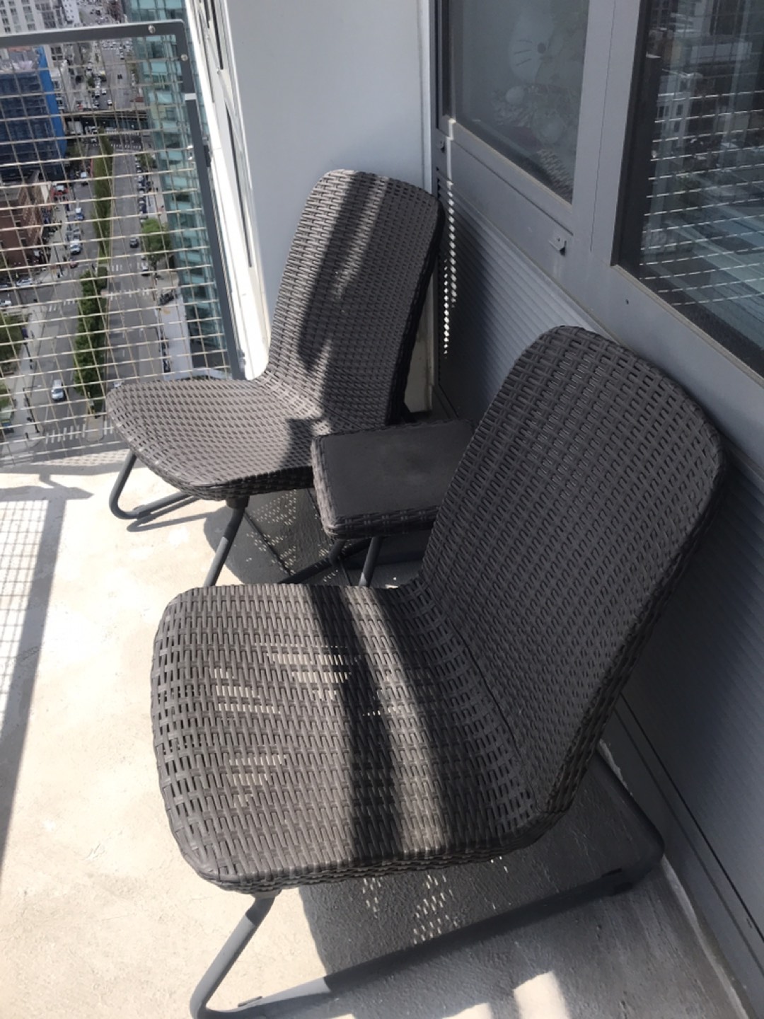 Balcony chairs with a side table