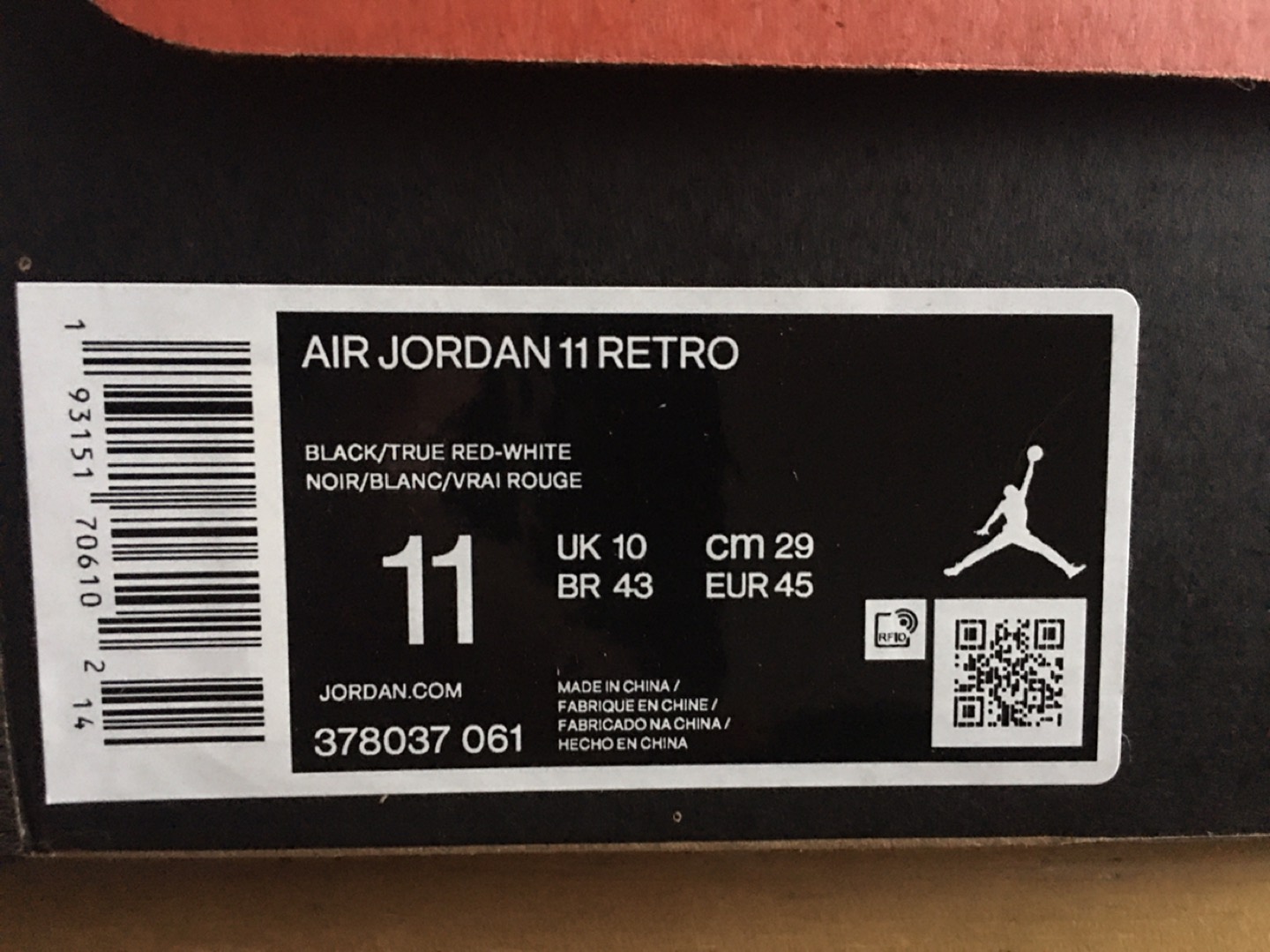 NEW Nike Air Jordan 11 BRED Men US11 image indicator(5)