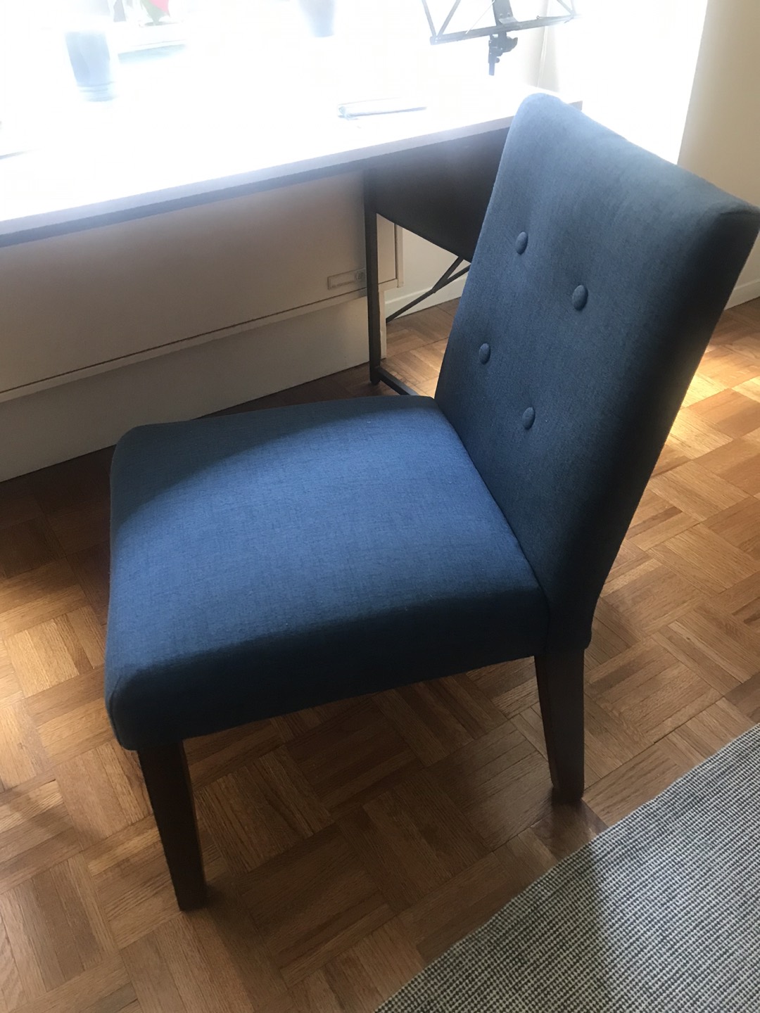 Threshold blue upholstered chair