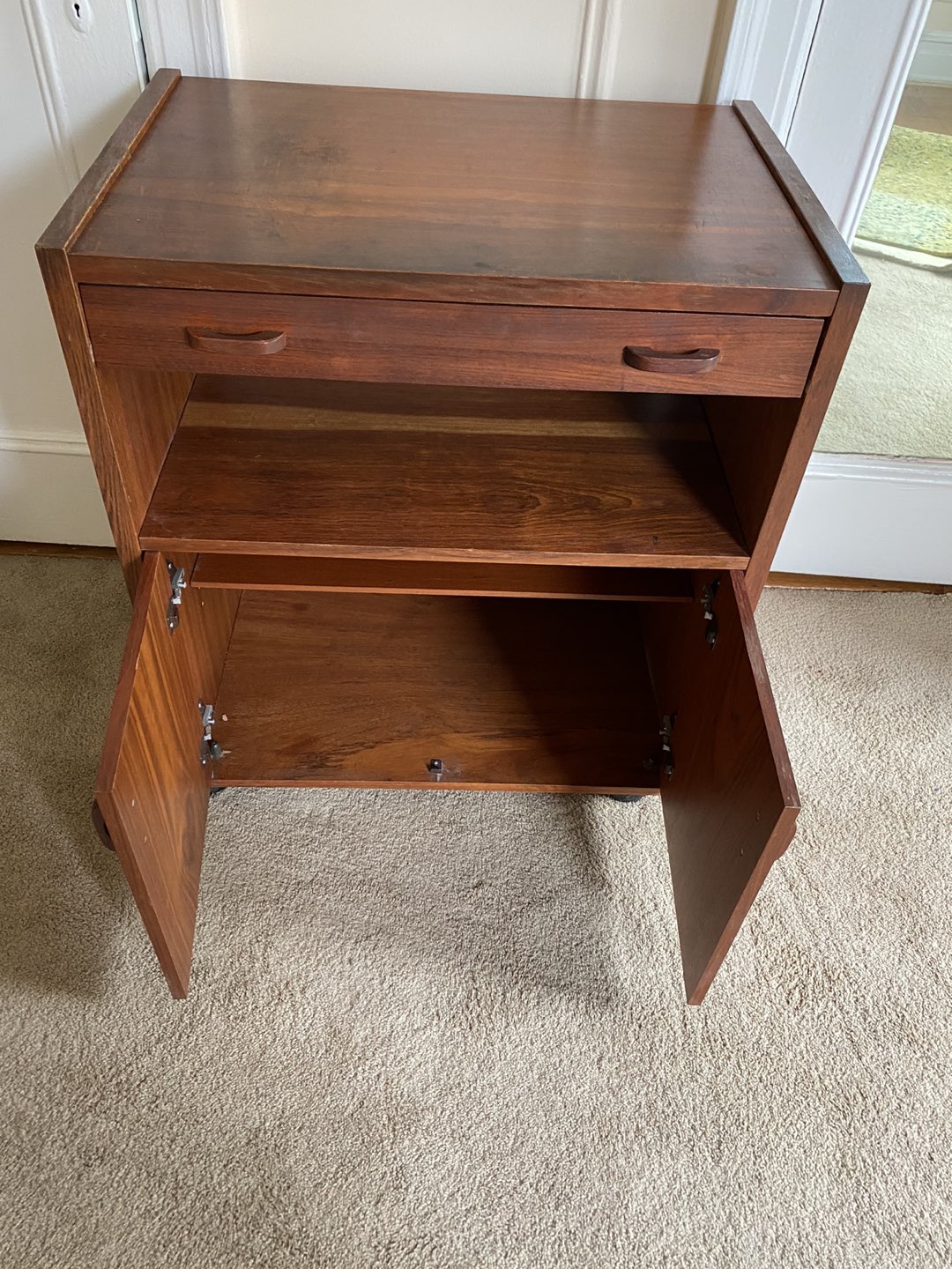 Real wood MCM bar cart, side hutch, console  - photo 4