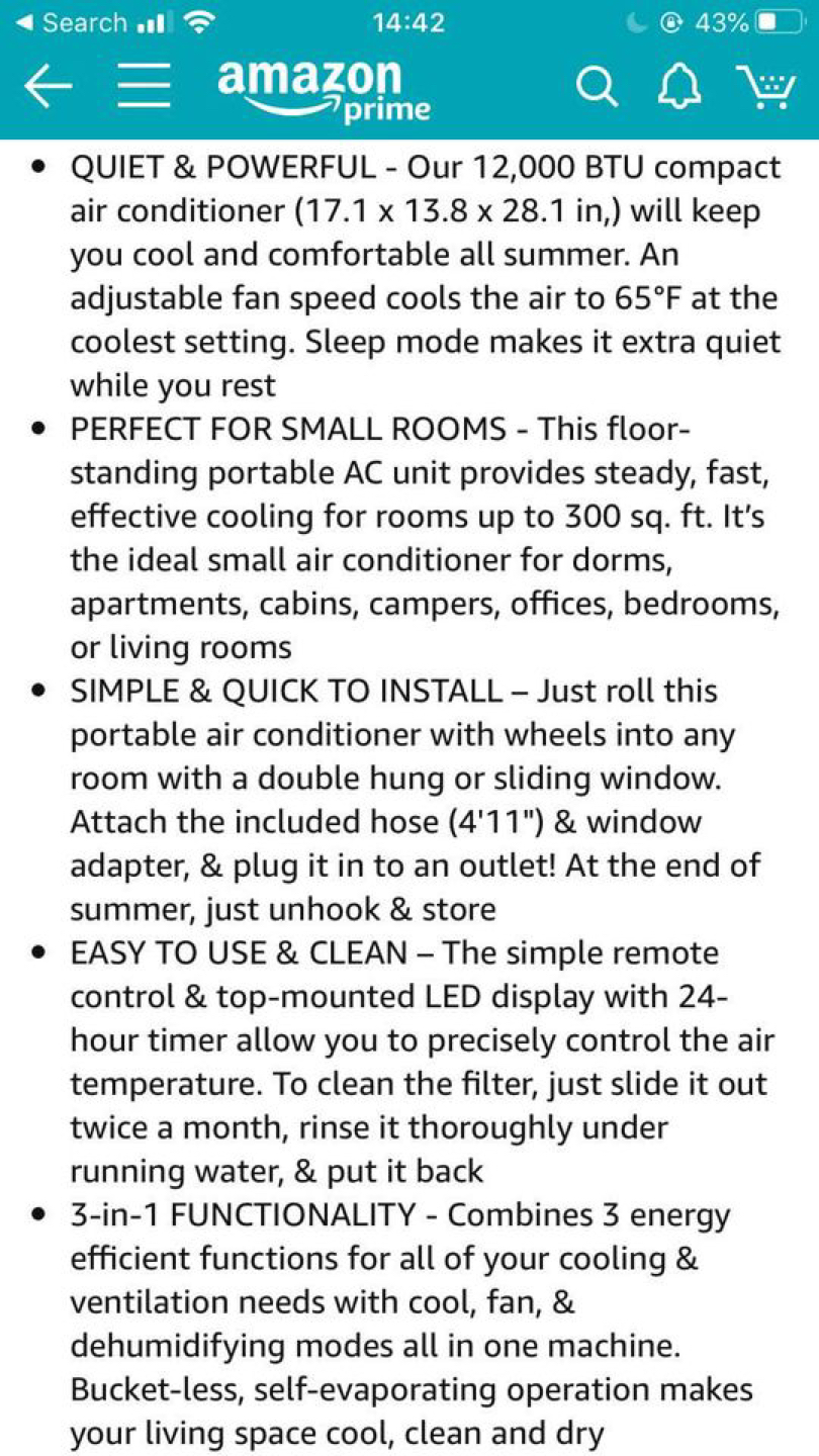 Black & Decker Portable Air Conditioner  - photo 3