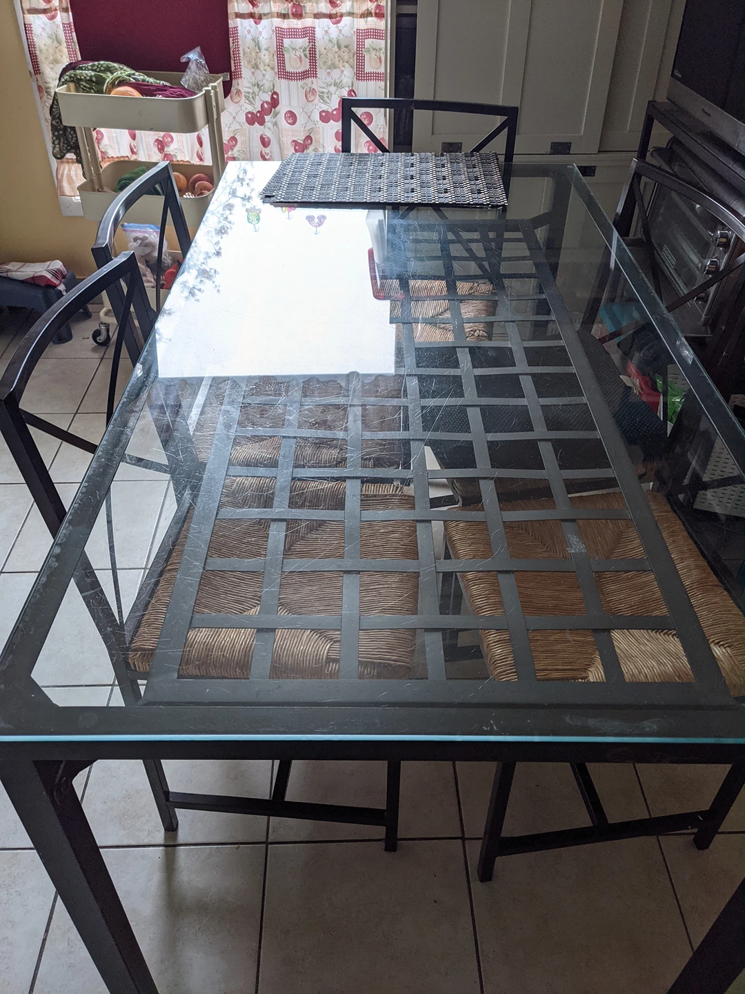 Ikea Dining Table Glass Top.  Dimensions: 59"x31" - photo 3
