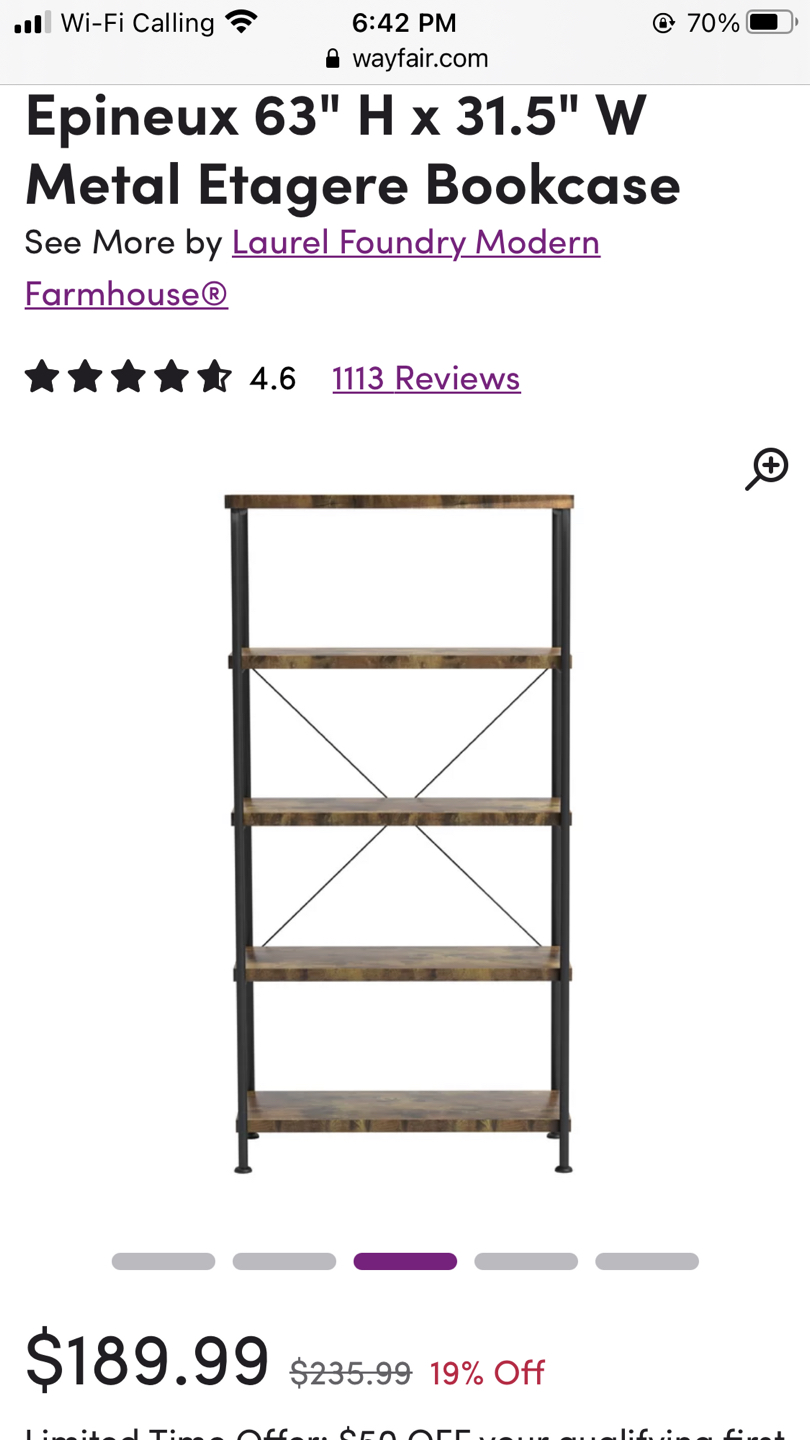 5 shelves bookcase