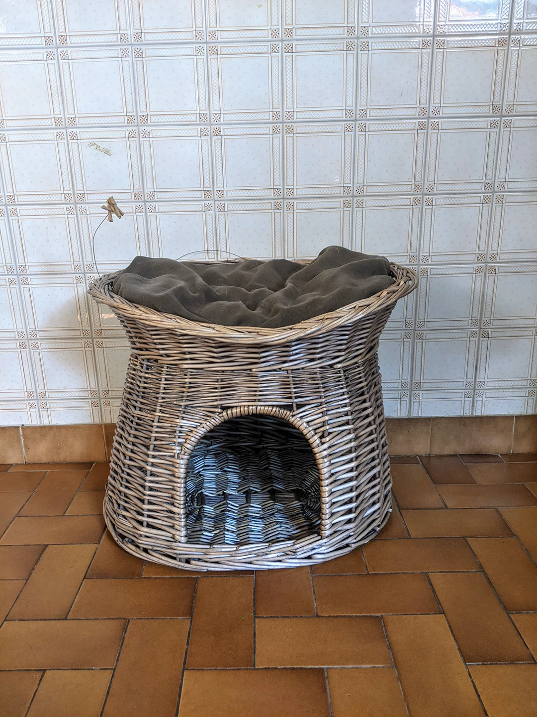 Double Decker Rattan Cat Bed