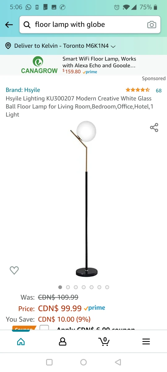 modern white glass floor lamp thumbnail