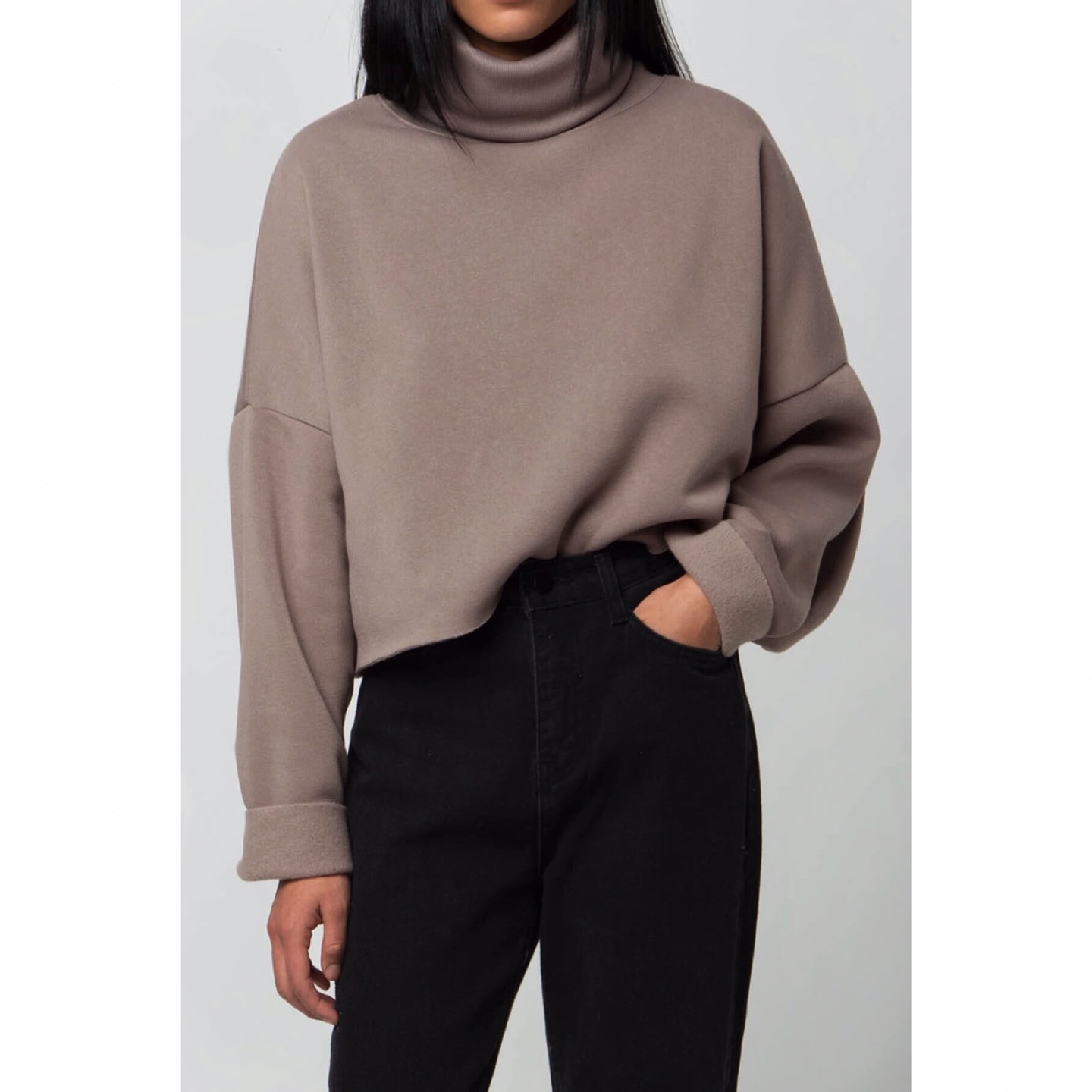 BNWT OAK + FORT Cropped Turtleneck Sweatshirt  thumbnail