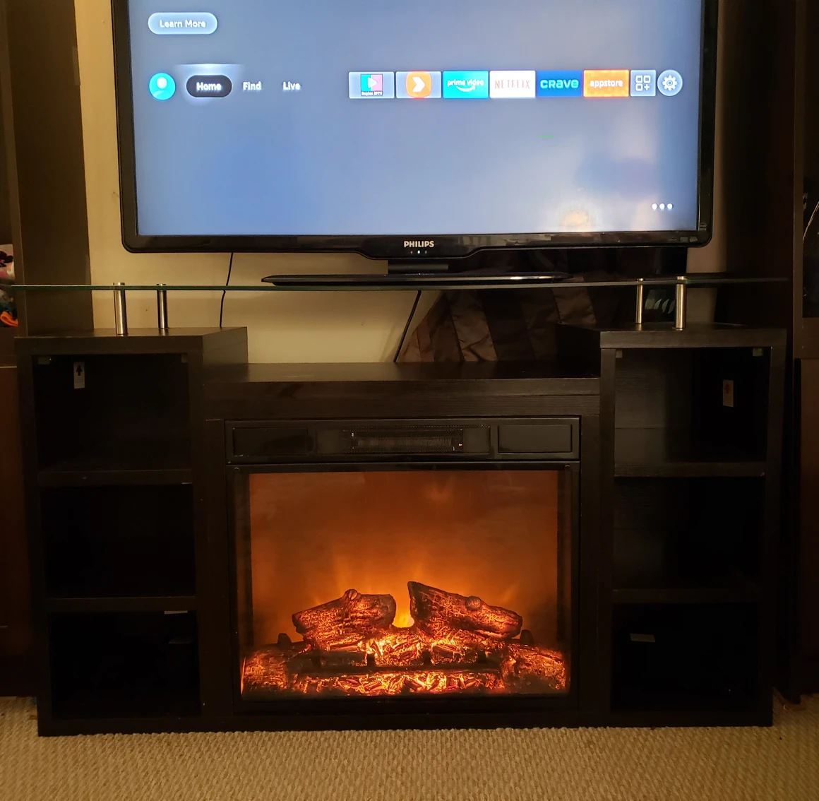 Tv stand with fireplace