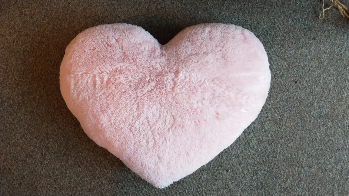 Big fluffy pink heart pillow thumbnail