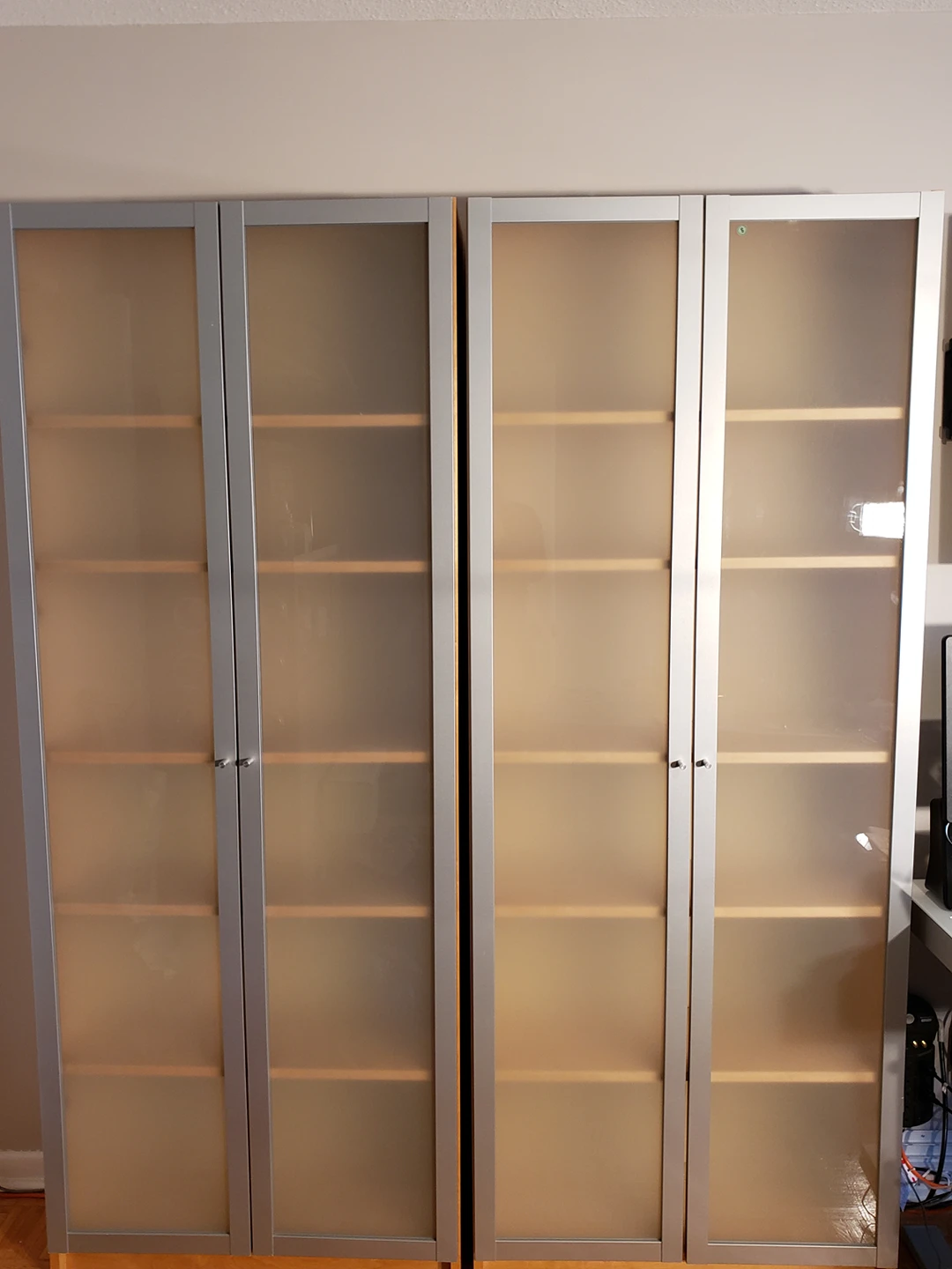 Ikea glass door bookshelves