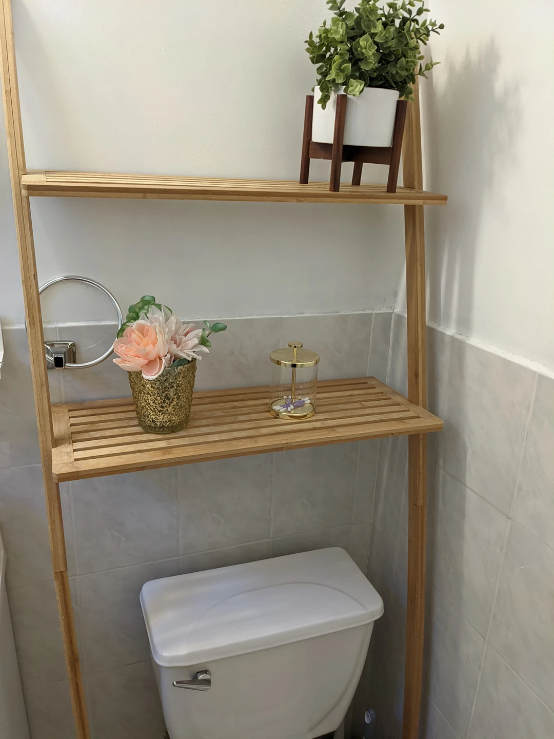 Bamboo Over Toilet Bathroom Storage Shelf - photo 2