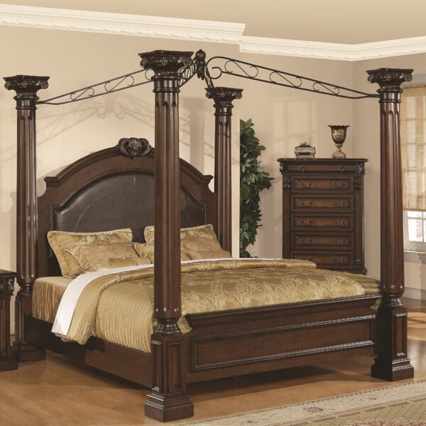 Solid Mahogany Queen canopy bed frame - photo 2