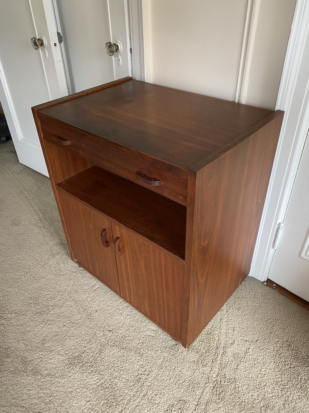 Real wood MCM bar cart, side hutch, console  - photo 3