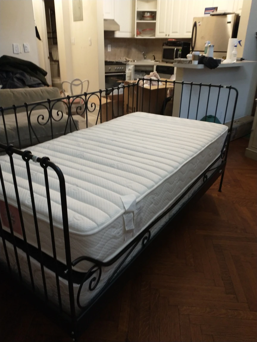 Twin size day bed (includes box spring and new mattress)
