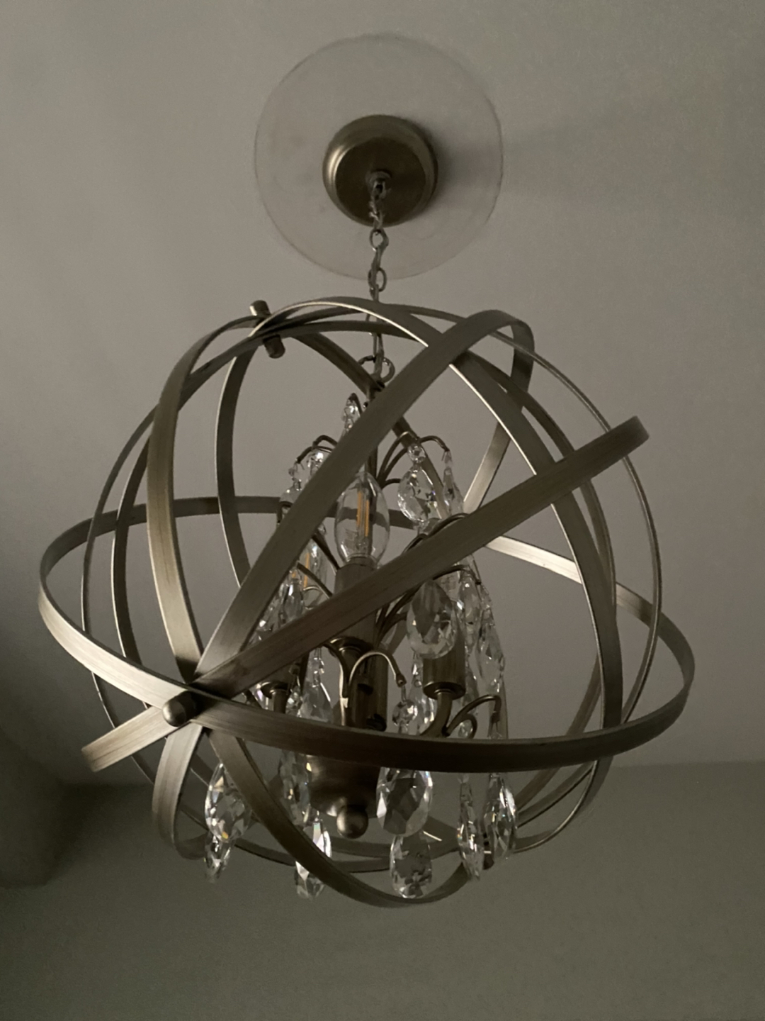 Beautiful nickel and crystal globe chandelier  - photo 2