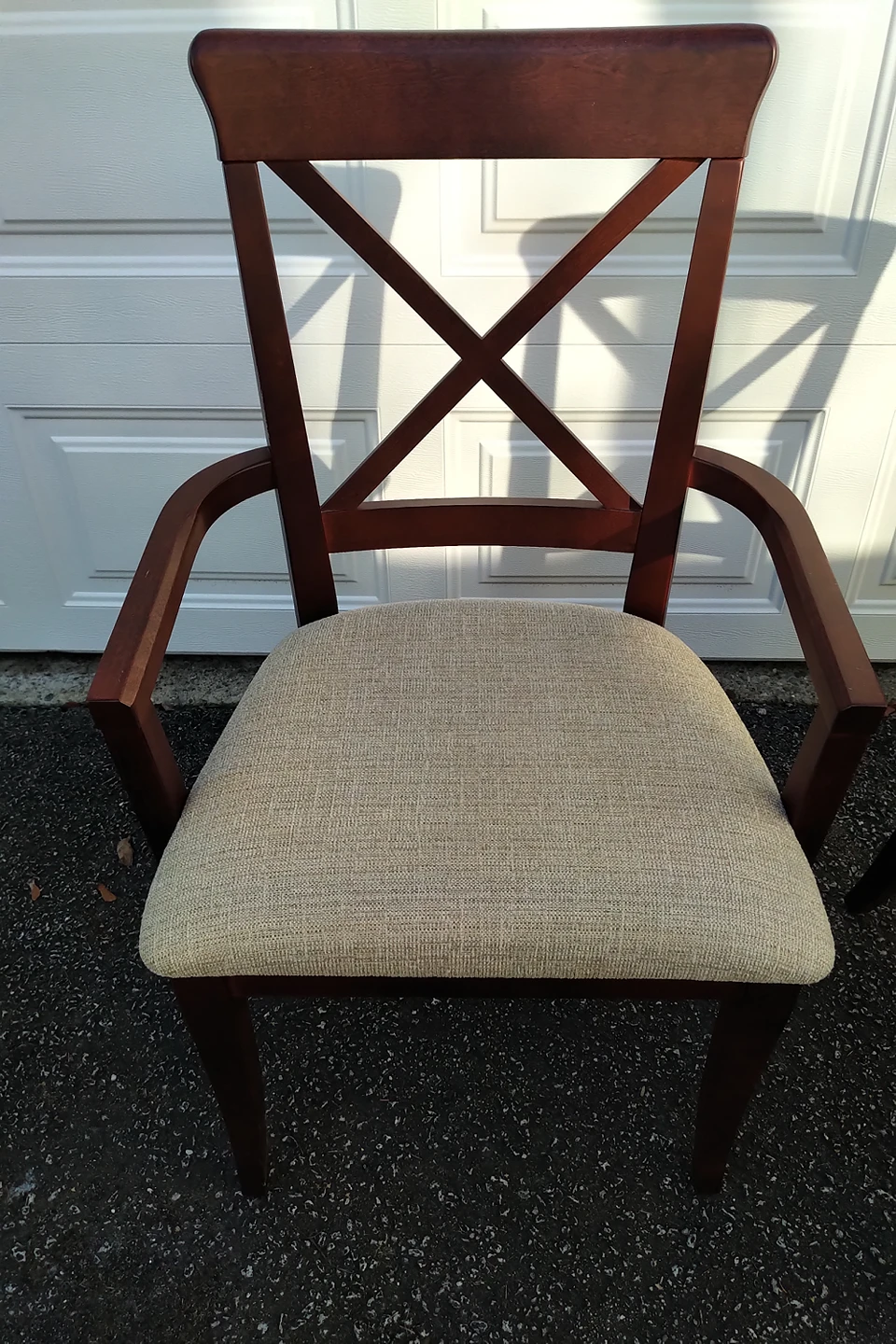 5 Cross Back Dining Chairs (2 with arms, 3 without) - photo 2