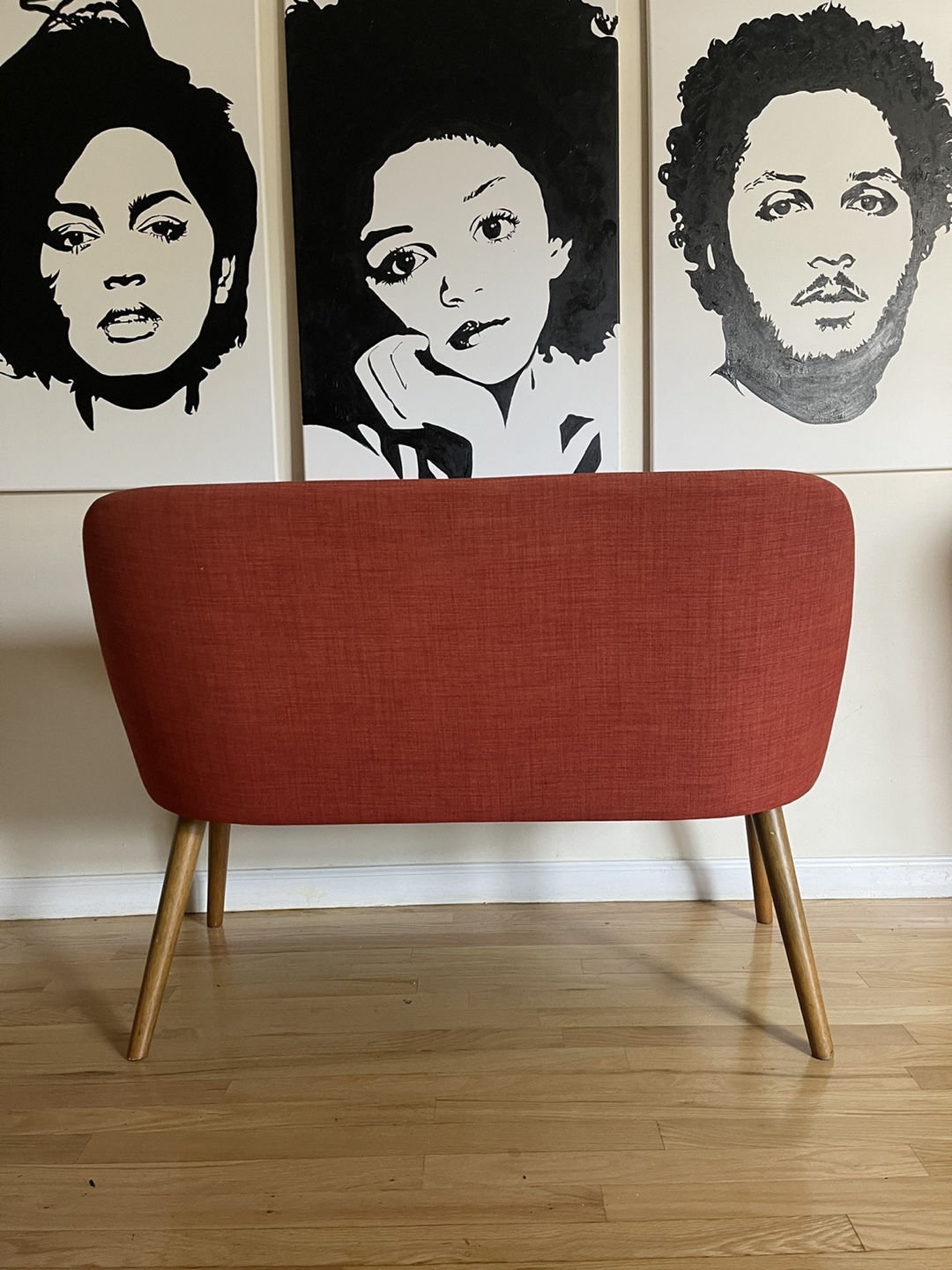 West elm red retro bench sofa  - photo 4