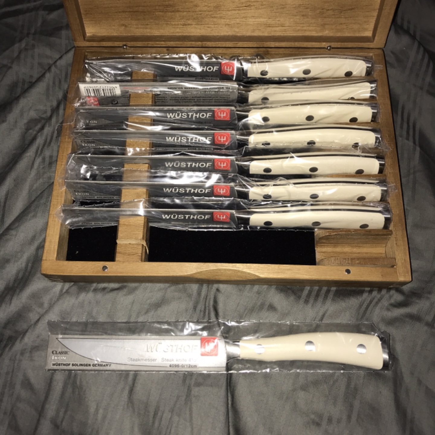 Wusthof Classic Ikon Creme Steak Knife Sets with Wood Case