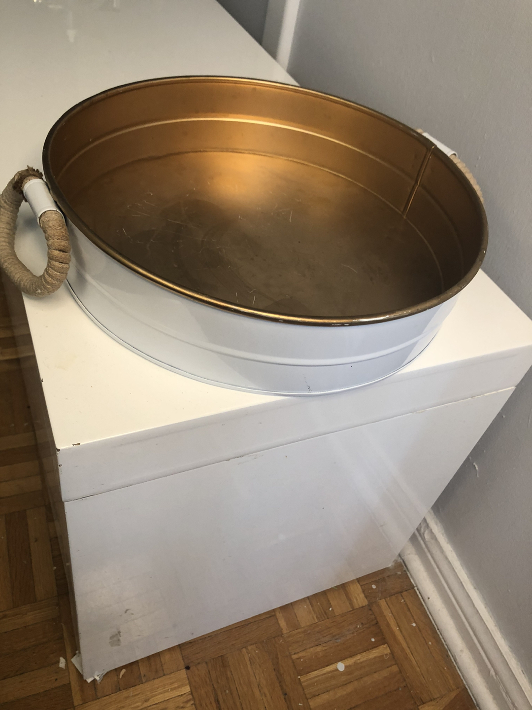 Metal gold and white tray  thumbnail