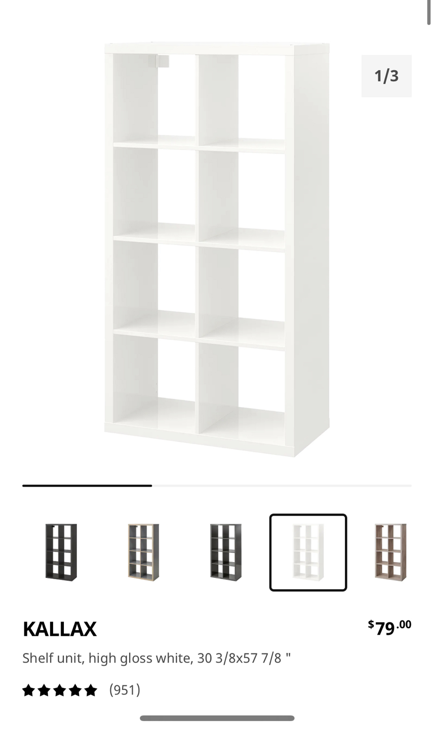 IKEA KALLAX 2x4 BOOKSHELF WHITE
