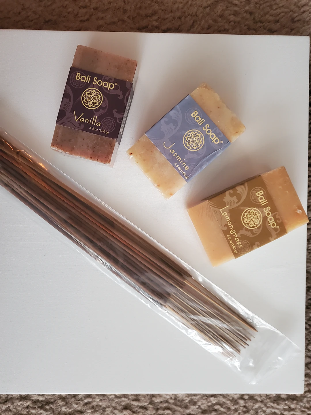 Bali Soap x3 Vanilla etc + White Sage Incense Sticks x25