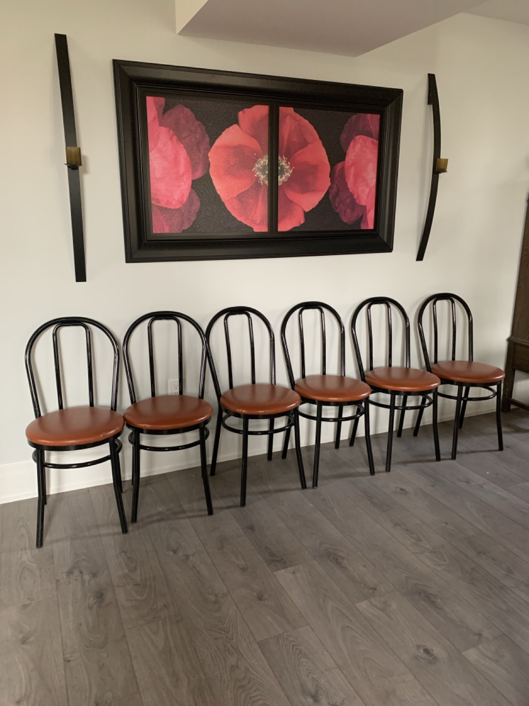 Padded Dining chairs, steel frame 