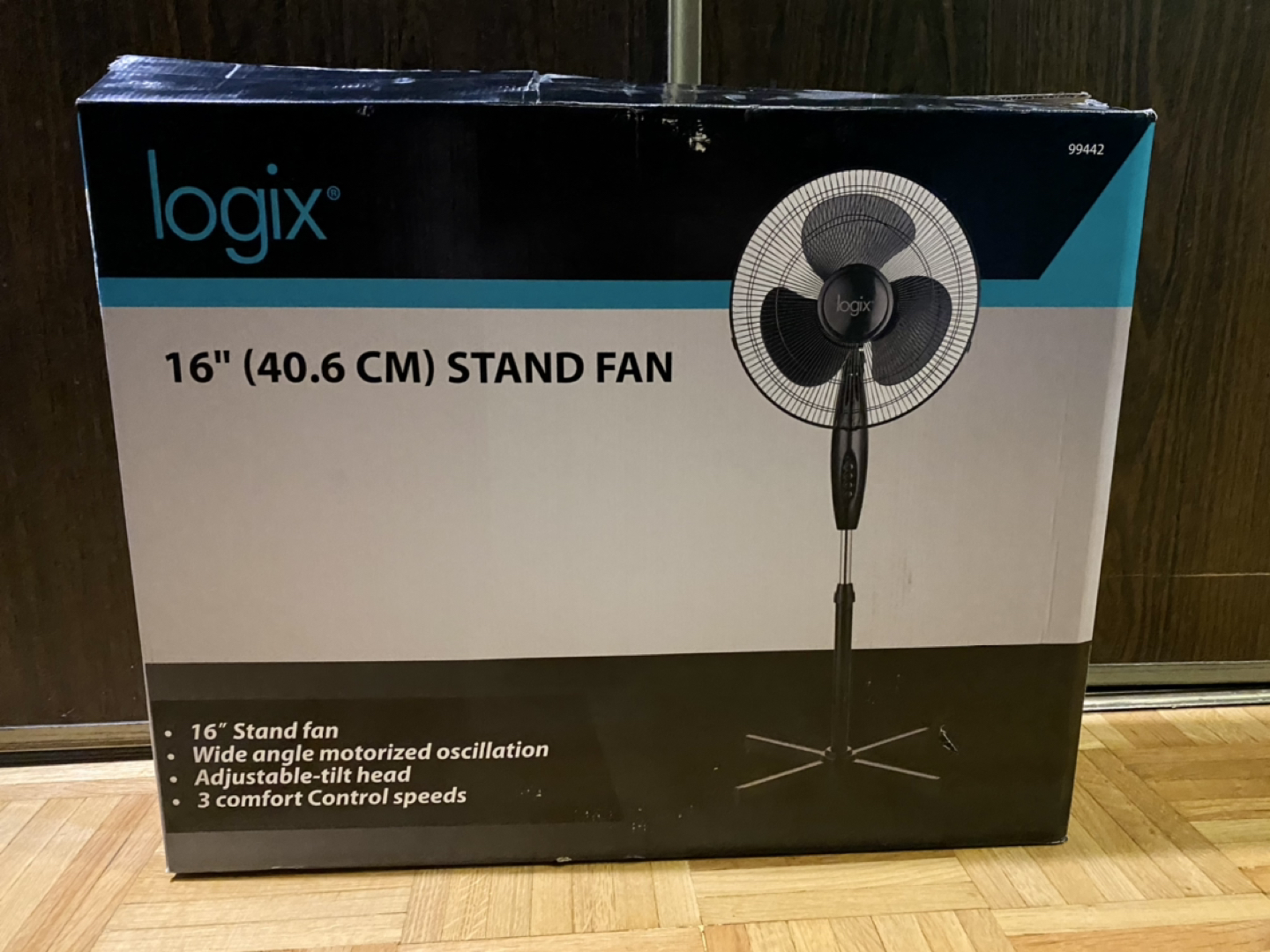 Logix 16" Oscillating Stand Fan, Black thumbnail