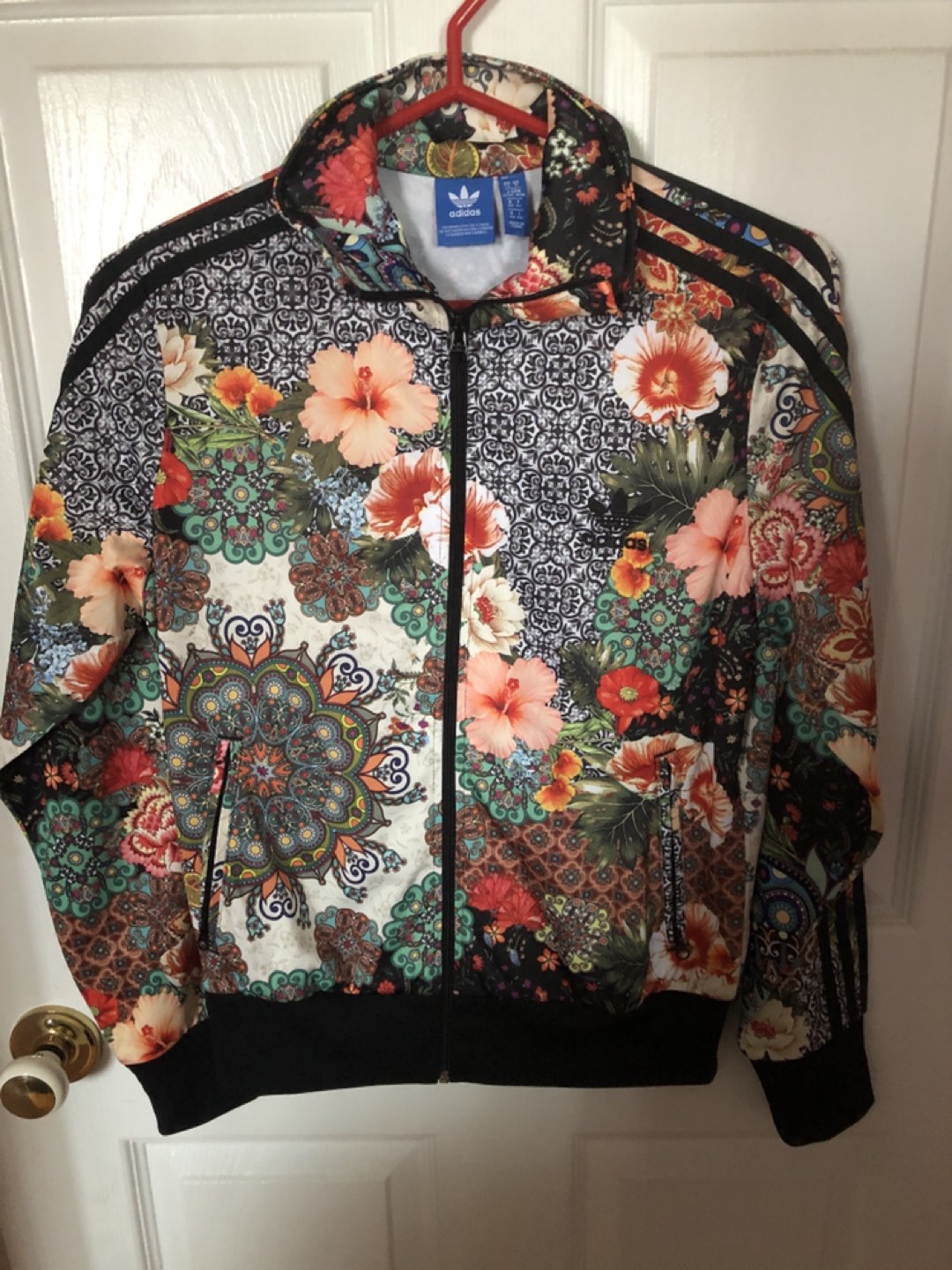 Adidas floral design zip up jacket