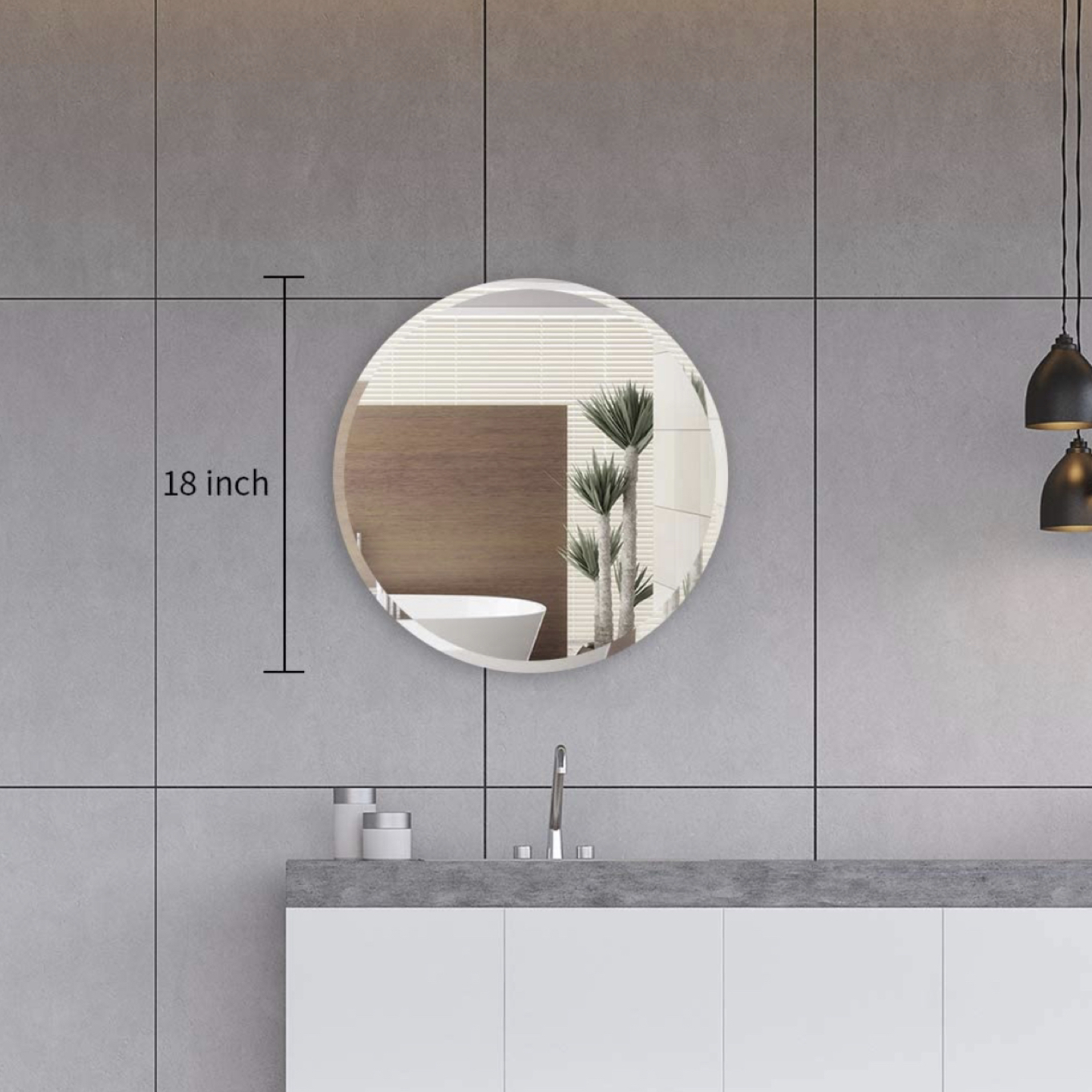 Brand new frameless round mirror  - photo 2