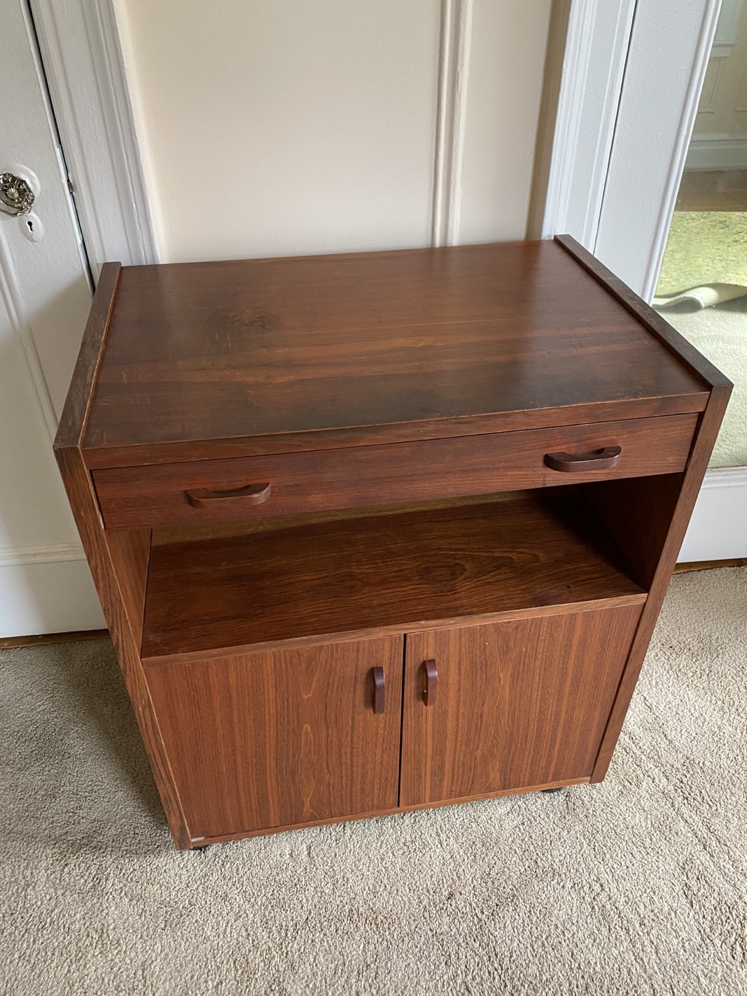 Real wood MCM bar cart, side hutch, console  - photo 2