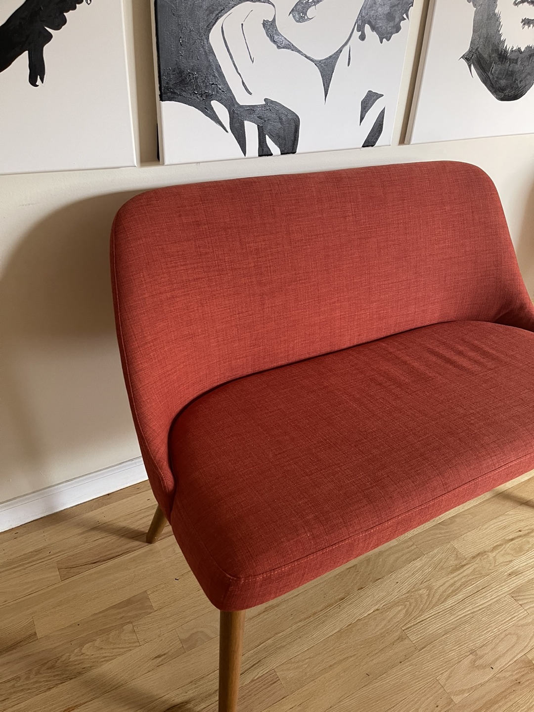 West elm red retro bench sofa  - photo 3