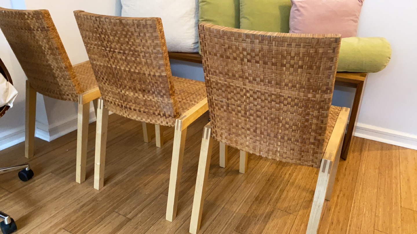 Blonde Wood and wicker woven chair great quality  (3 available) - photo 4