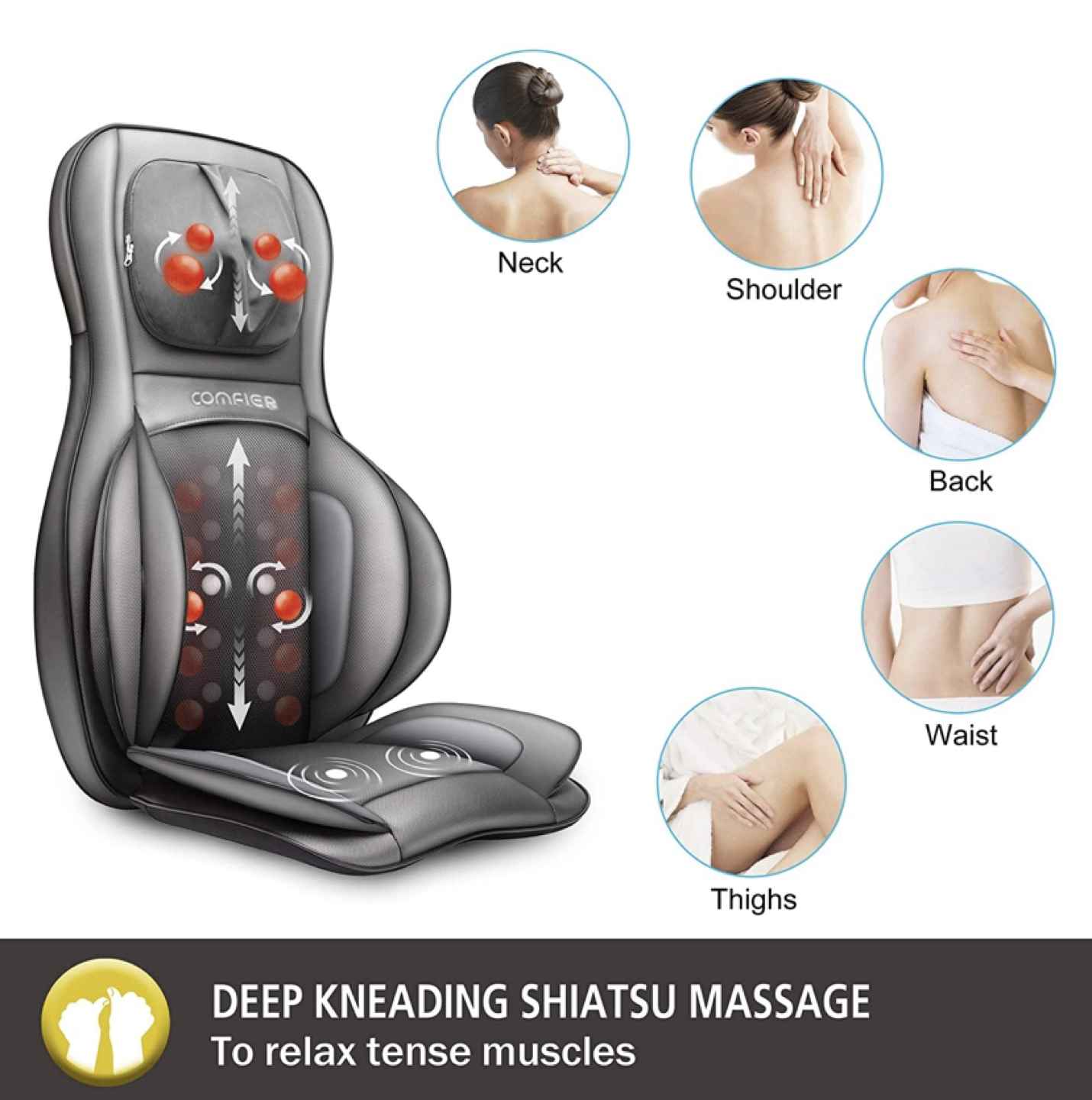 Comfier Shiatsu Neck Full back Massager with heat chair  - photo 2