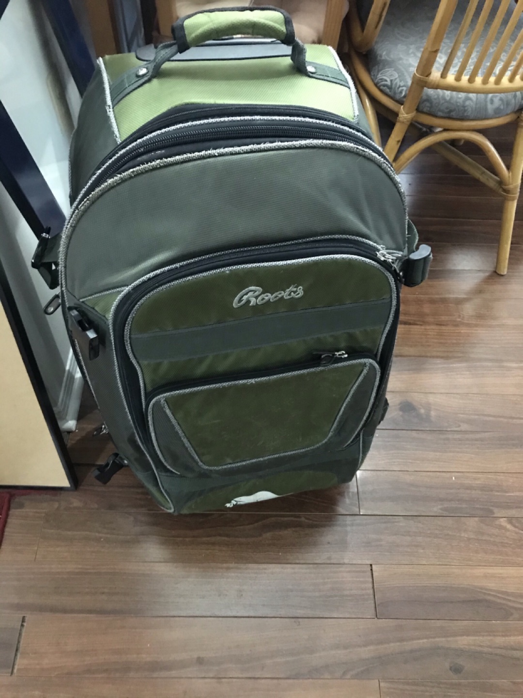Big green Roots traveling bag thumbnail