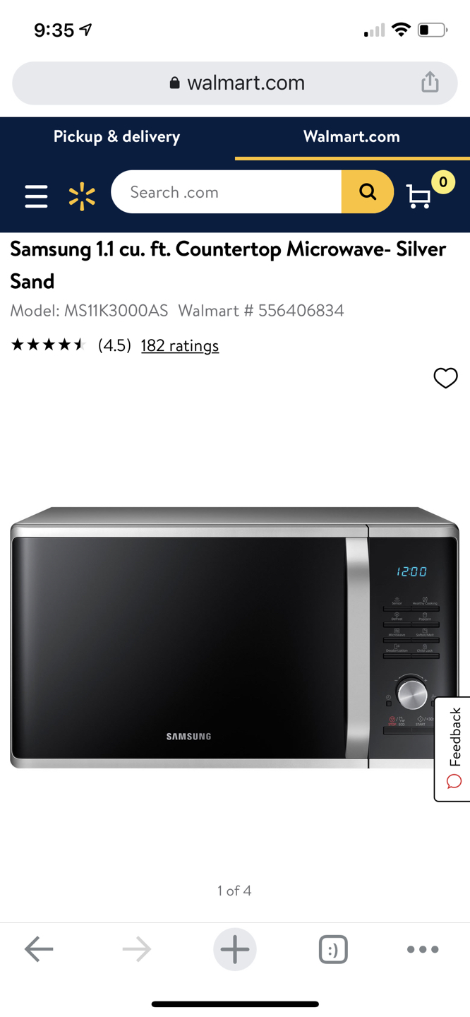 Samsung Microwave Model MS11K3000AS Like New