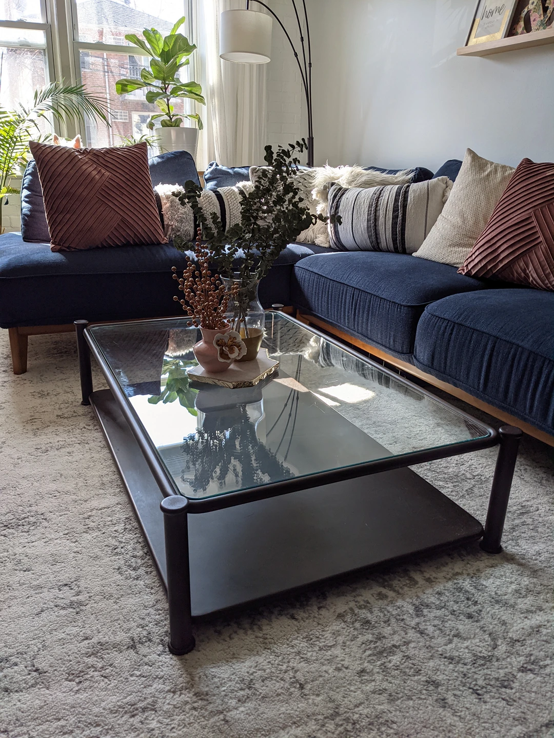 Glass Top Modern Industrial Coffee Table - photo 2